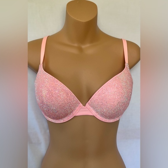 VS PINK • CUSTOM Full Bling Rhinestone PushUp Bra • 32 D - Picture 4 of 5